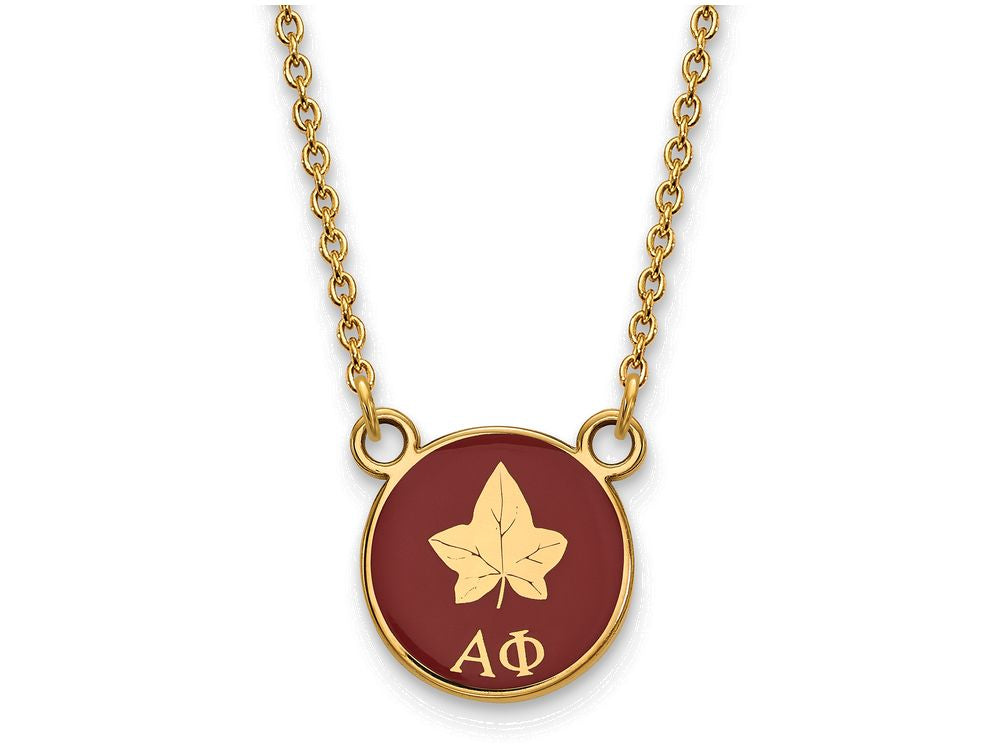 Logoart Sterling Silver Gp Alpha Phi Small Enamel Pendant Necklace