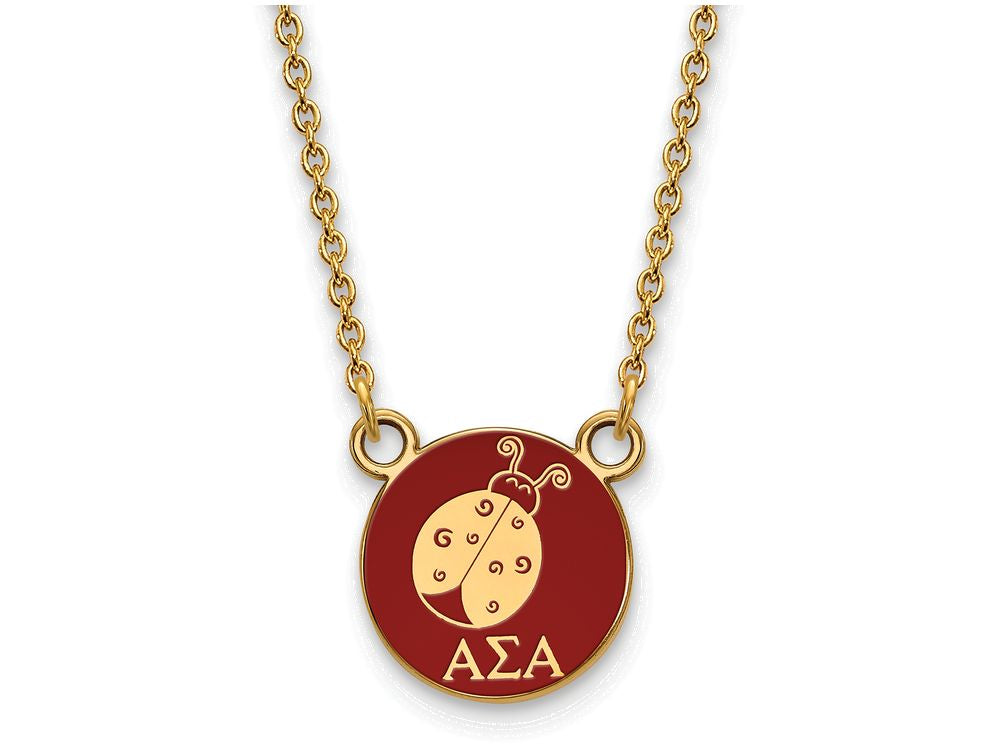 Logoart Sterling Silver Gp Alpha Sigma Alpha Small Enamel Pendant Necklace