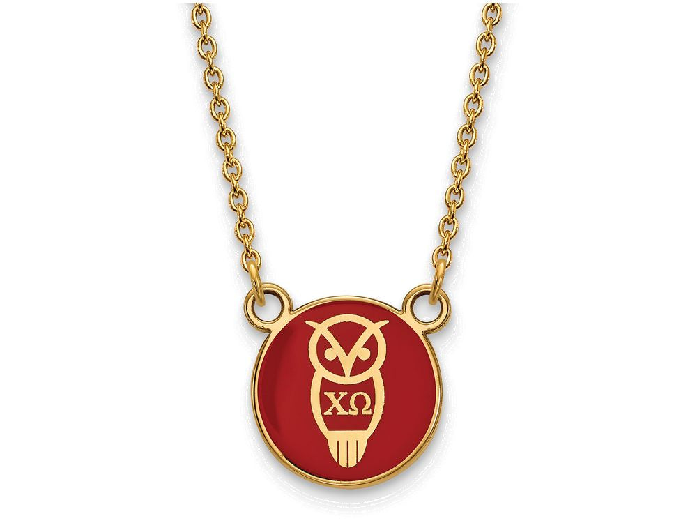 Logoart Sterling Silver Gp Chi Omega Small Enamel Pendant Necklace