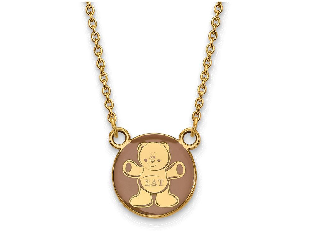 Logoart Sterling Silver Gp Sigma Delta Tau Small Enamel Pendant Necklace