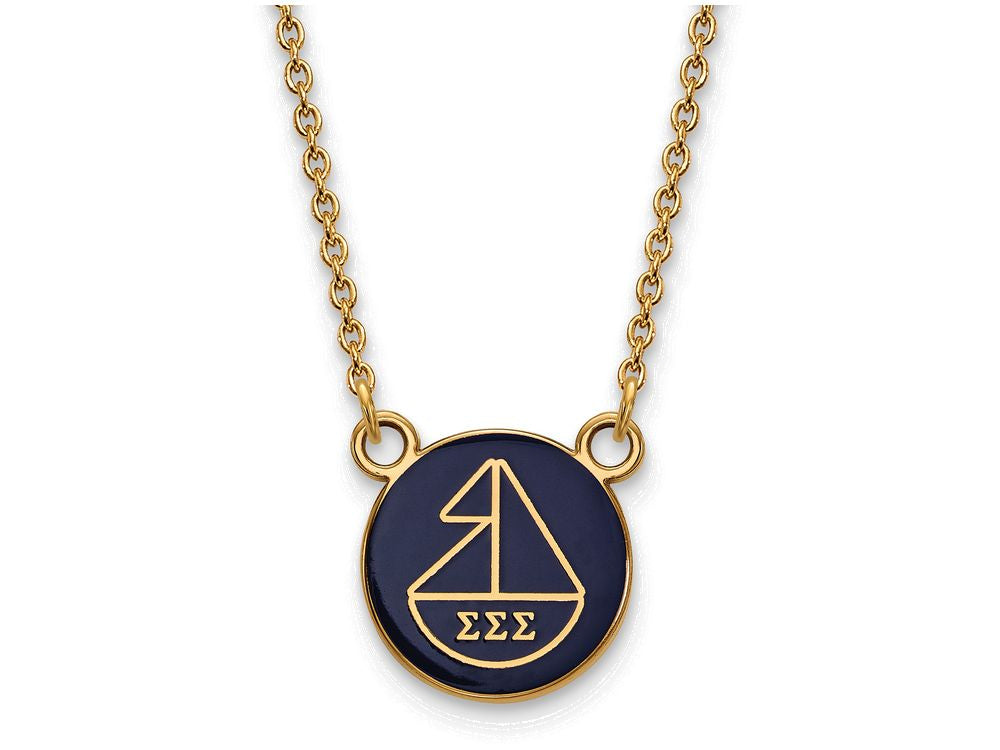 Logoart Sterling Silver Gp Sigma Sigma Sigma Small Enamel Pendant Necklace