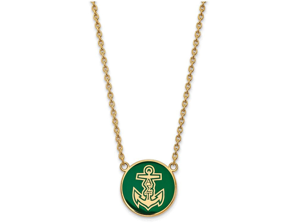 Logoart Sterling Silver Gp Alpha Sigma Tau Large Enamel Pendant Necklace