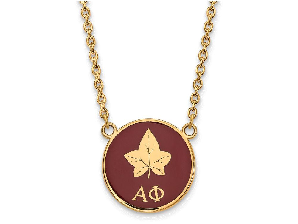 Logoart Sterling Silver Gp Alpha Phi Large Enamel Pendant Necklace