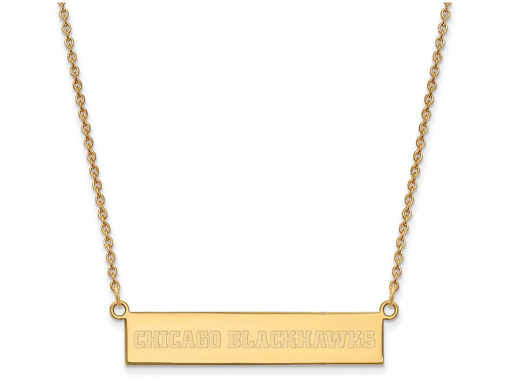 Logoart Sterling Silver Gp Chicago Blackhawks Small Bar Necklace