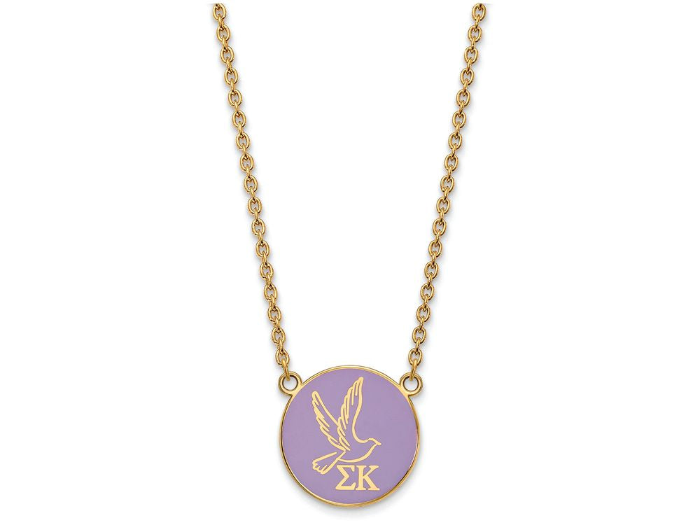 Logoart Sterling Silver Gp Sigma Kappa Large Enamel Pendant Necklace
