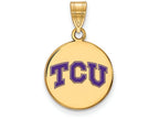 Logoart Sterling Silver Gp Texas Christian U Medium Enamel Disc Pendant