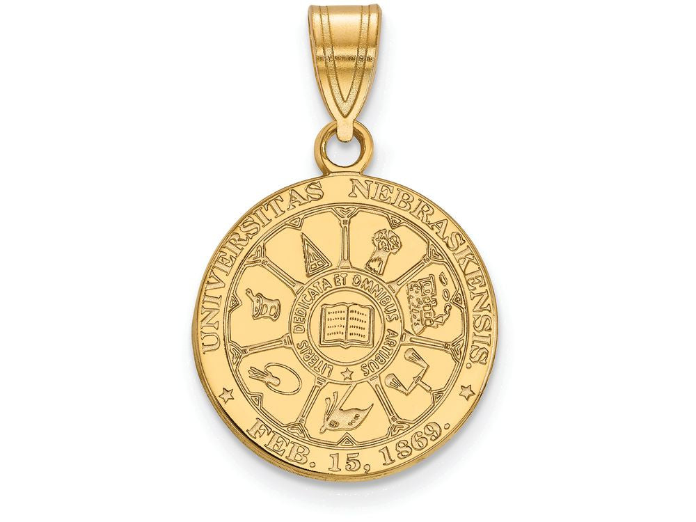 Logoart Sterling Silver Gp University Of Nebraska Medium Crest Pendant
