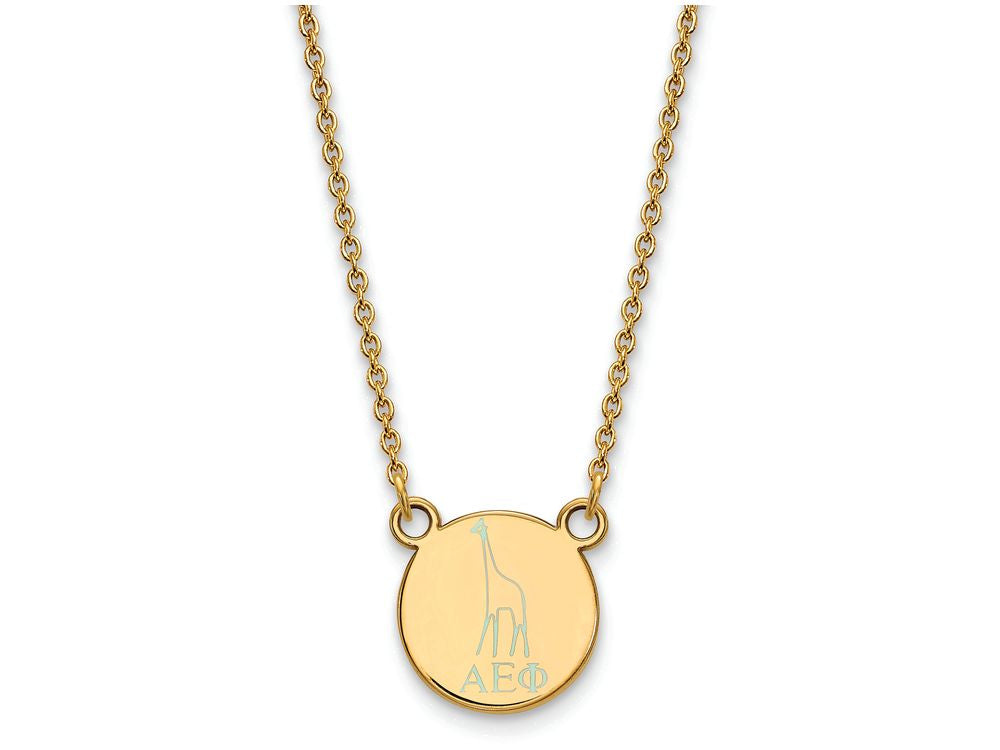 Logoart Sterling Silver Gp Alpha Epsilon Phi Extra Small Enamel Pendant Necklace