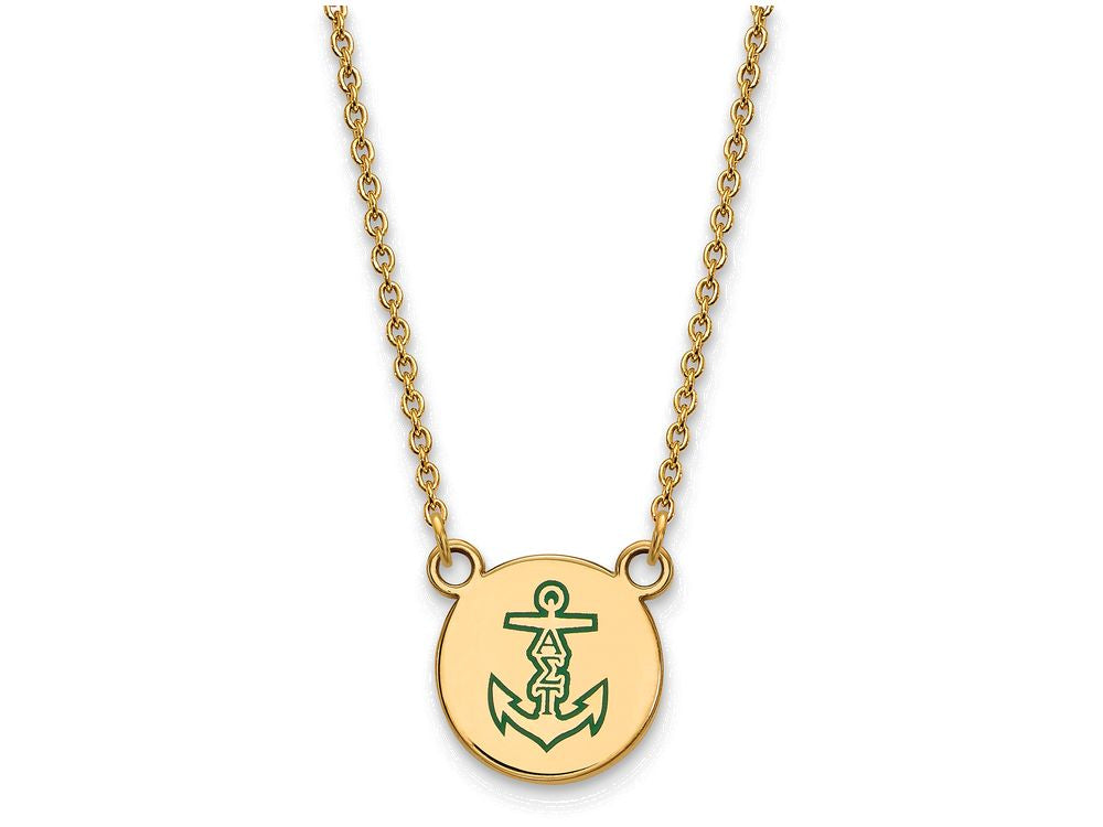 Logoart Sterling Silver Gp Alpha Sigma Tau Small Enamel Pendant Necklace