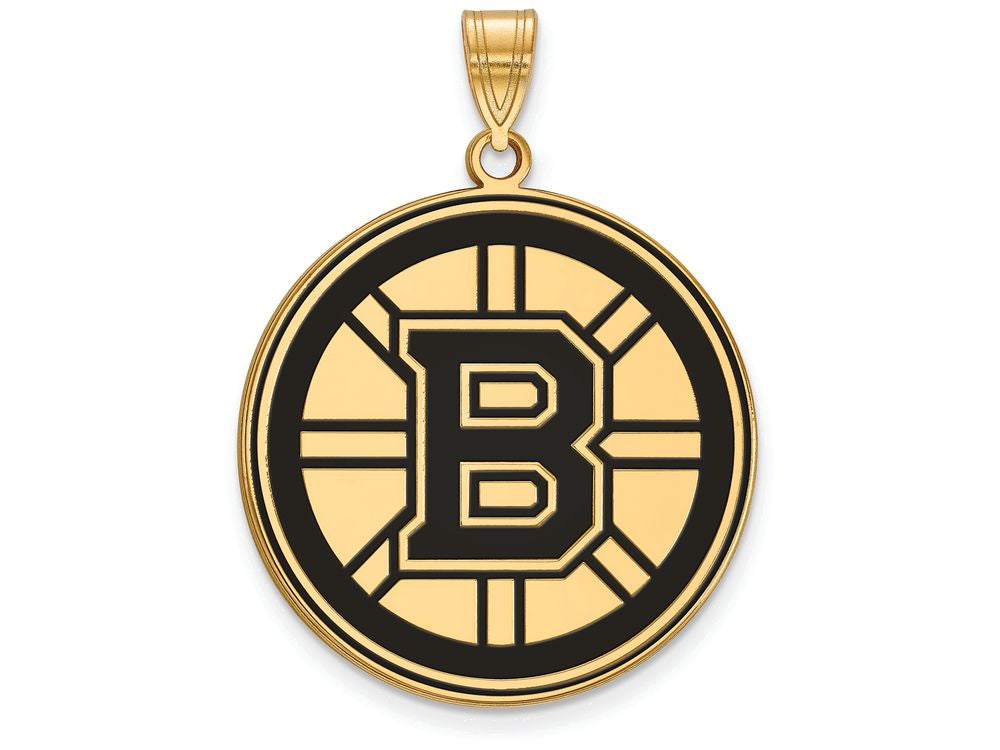 Sterling Silver Gp Nhl Logoart Boston Bruins Extra Large  Enamel Pendant