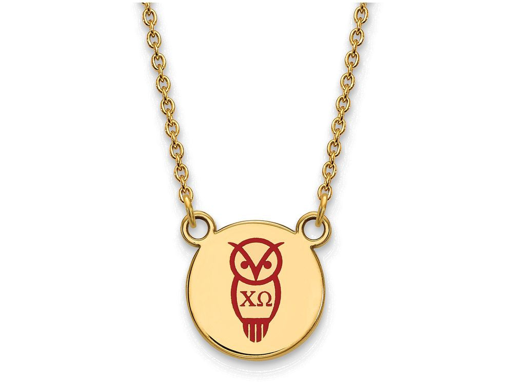Logoart Sterling Silver Gp Chi Omega Small Enamel Pendant Necklace