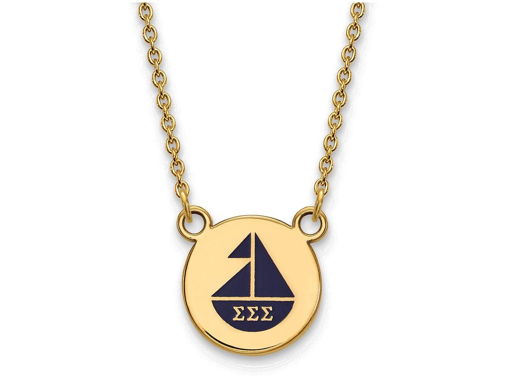 Logoart Sterling Silver Gp Sigma Sigma Sigma Small Enamel Pendant Necklace