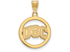 Logoart Sterling Silver Gp University Of Southern California Medium Pendant In Circle