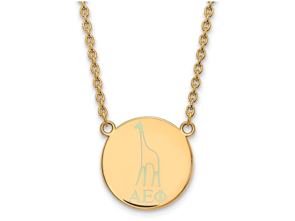 Logoart Sterling Silver Gp Alpha Epsilon Phi Large Enamel Pendant Necklace