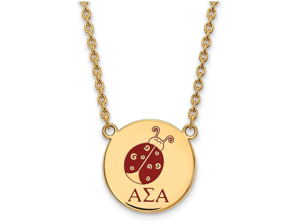 Logoart Sterling Silver Gp Alpha Sigma Alpha Large Enamel Pendant Necklace