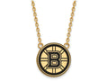 Sterling Silver Gp Nhl Logoart Boston Bruins Large  Enamel Pendant Necklace