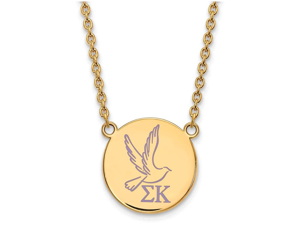 Logoart Sterling Silver Gp Sigma Kappa Large Enamel Pendant Necklace