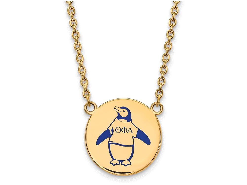 Logoart Sterling Silver Gp Theta Phi Alpha Large Enamel Pendant Necklace