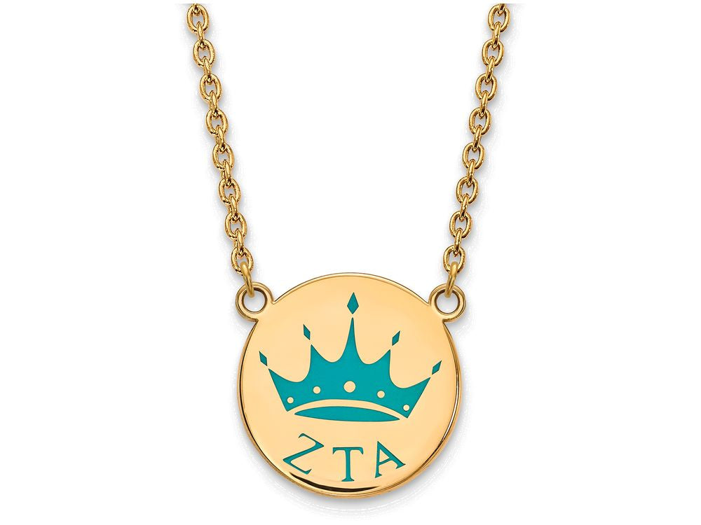 Logoart Sterling Silver Gp Zeta Tau Alpha Small Enamel Pendant Necklace