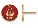 Logoart Sterling Silver Gp Alpha Chi Omega Enameled Post Earrings