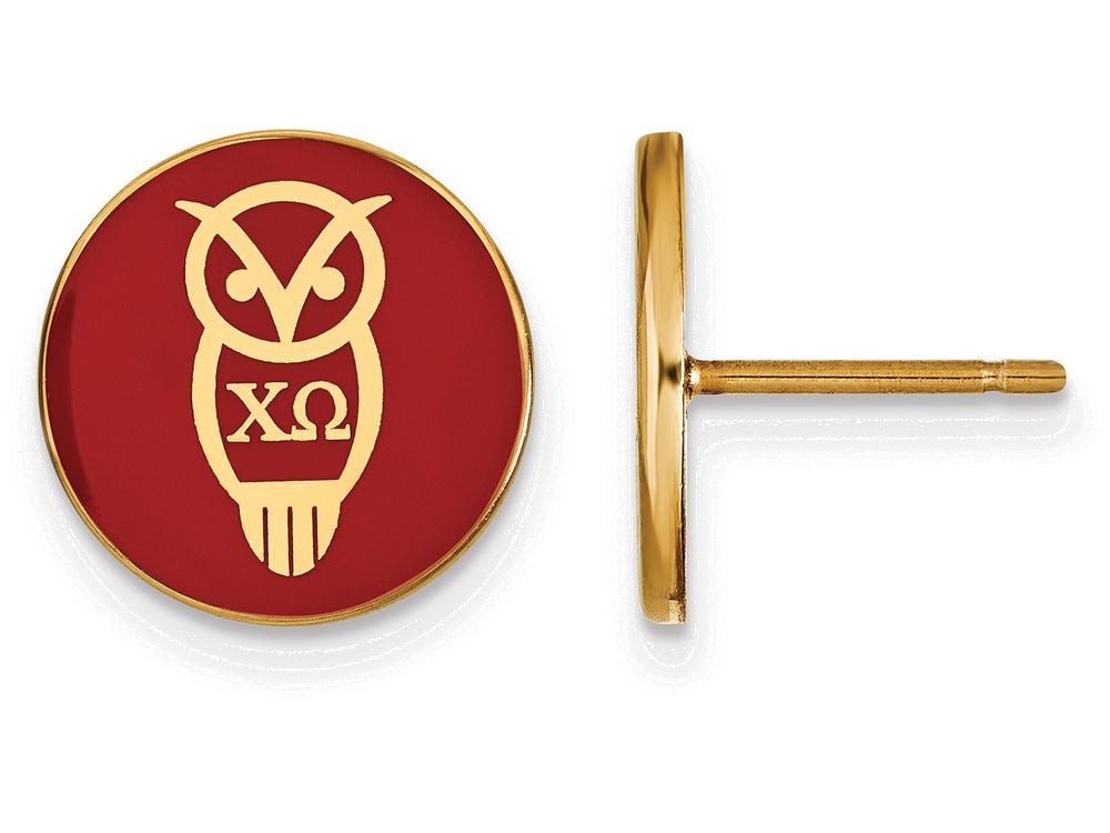 Logoart Sterling Silver Gp Chi Omega Enameled Post Earrings