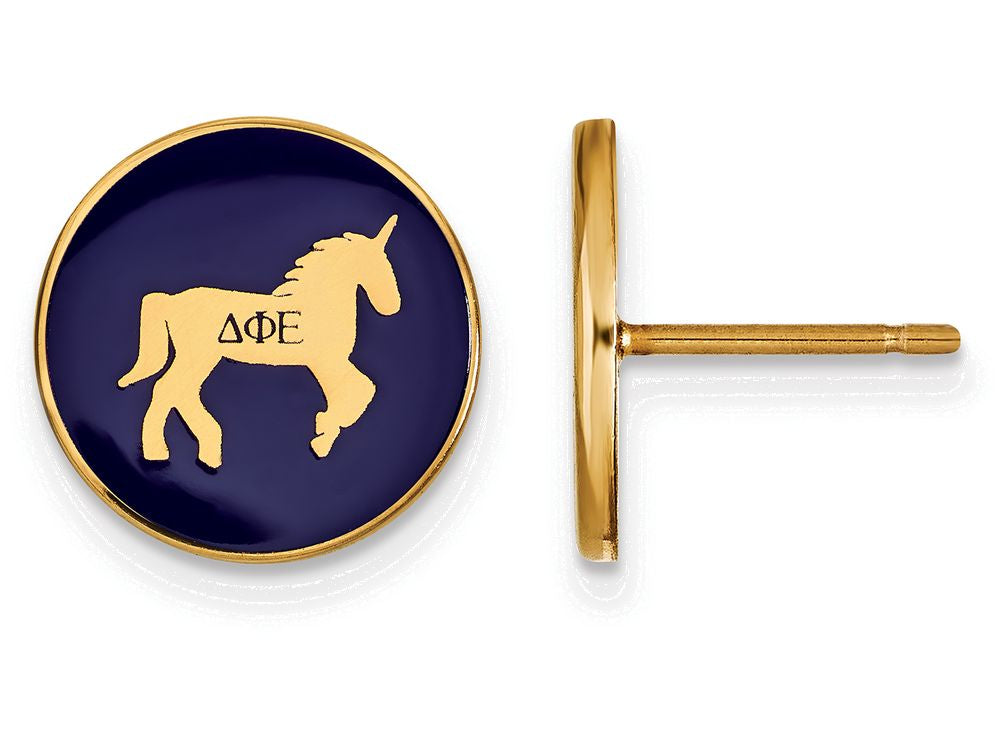 Logoart Sterling Silver Gp Delta Phi Epsilon Enameled Post Earrings