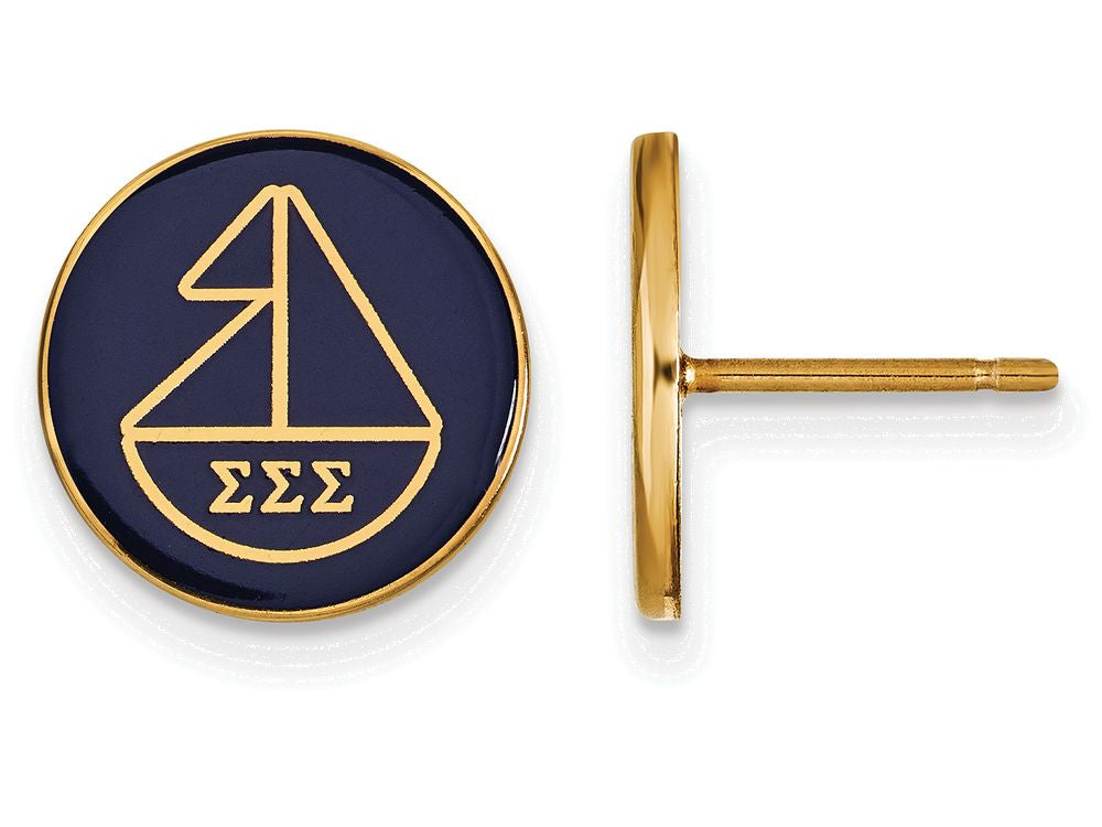 Logoart Sterling Silver Gp Sigma Sigma Sigma Enameled Post Earrings
