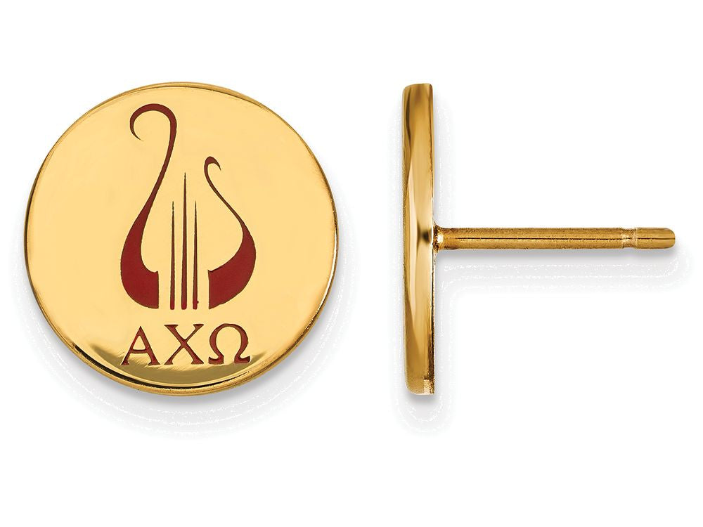 Logoart Sterling Silver Gp Alpha Chi Omega Enameled Post Earrings
