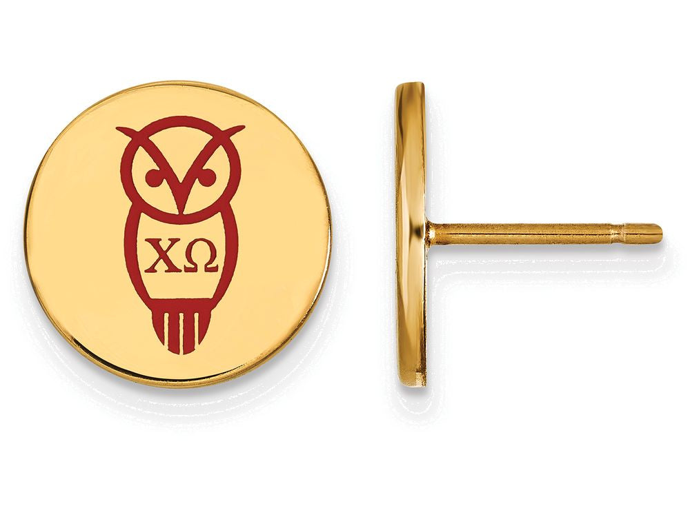 Logoart Sterling Silver Gp Chi Omega Enameled Post Earrings