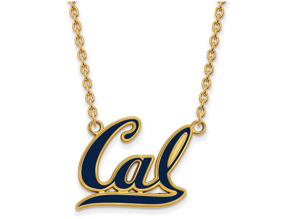 Logoart Sterling Silver Gp U Of California Berkeley Large  Enamel Pendant Necklace