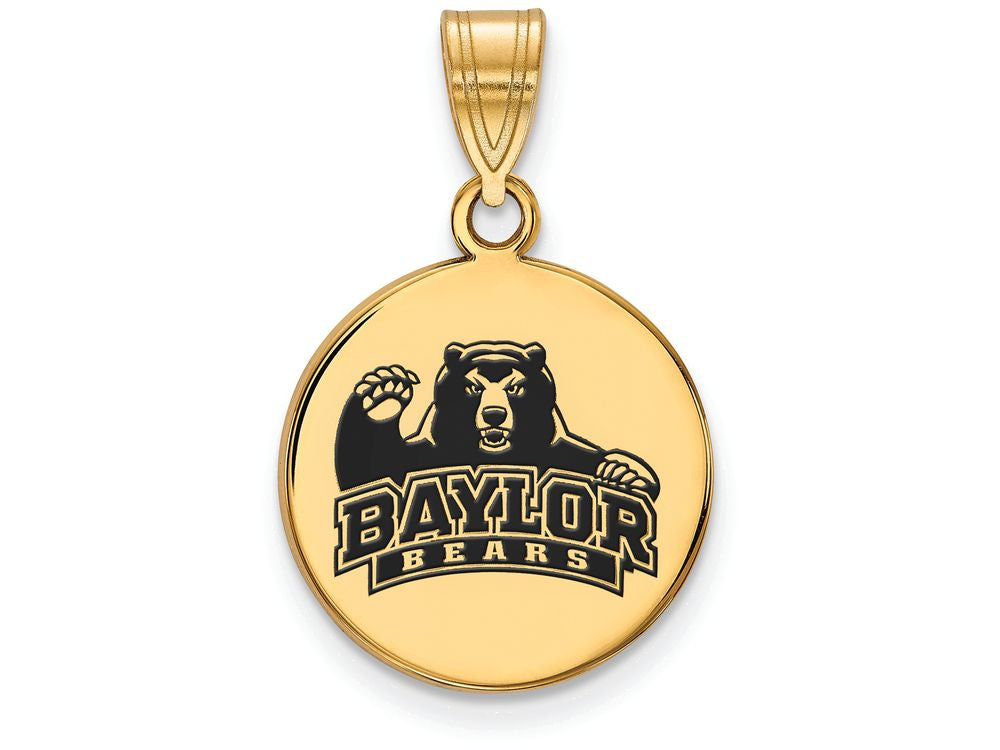 Logoart Sterling Silver Gp Baylor University Medium Enamel Disc Pendant