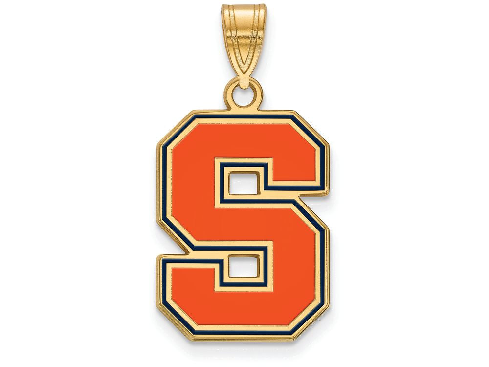 Logoart Sterling Silver Gp Syracuse University Large Enamel Pendant
