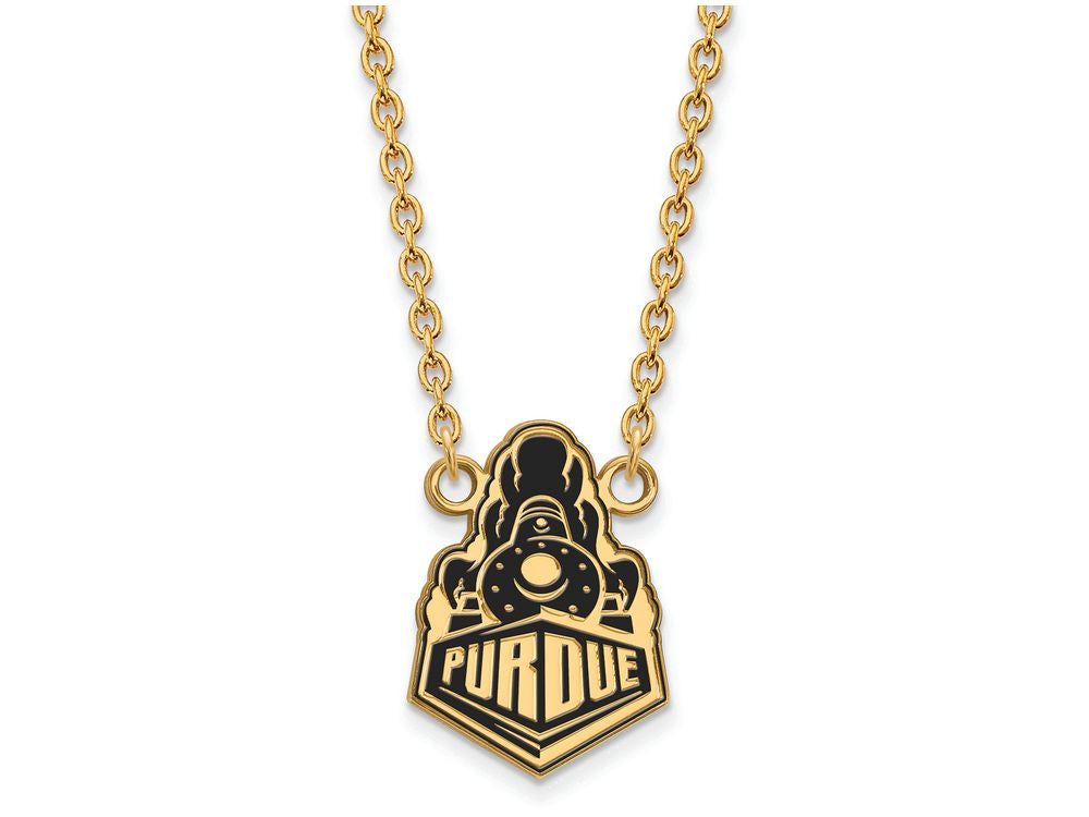 Logoart Sterling Silver Gp Purdue Large Enamel Pendant Necklace