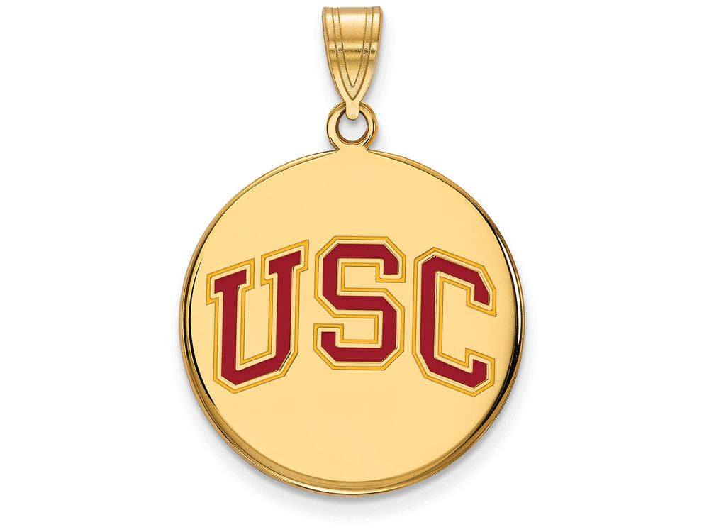 Logoart Sterling Silver Gp University Of Southern California Large Enamel Disc Pendant