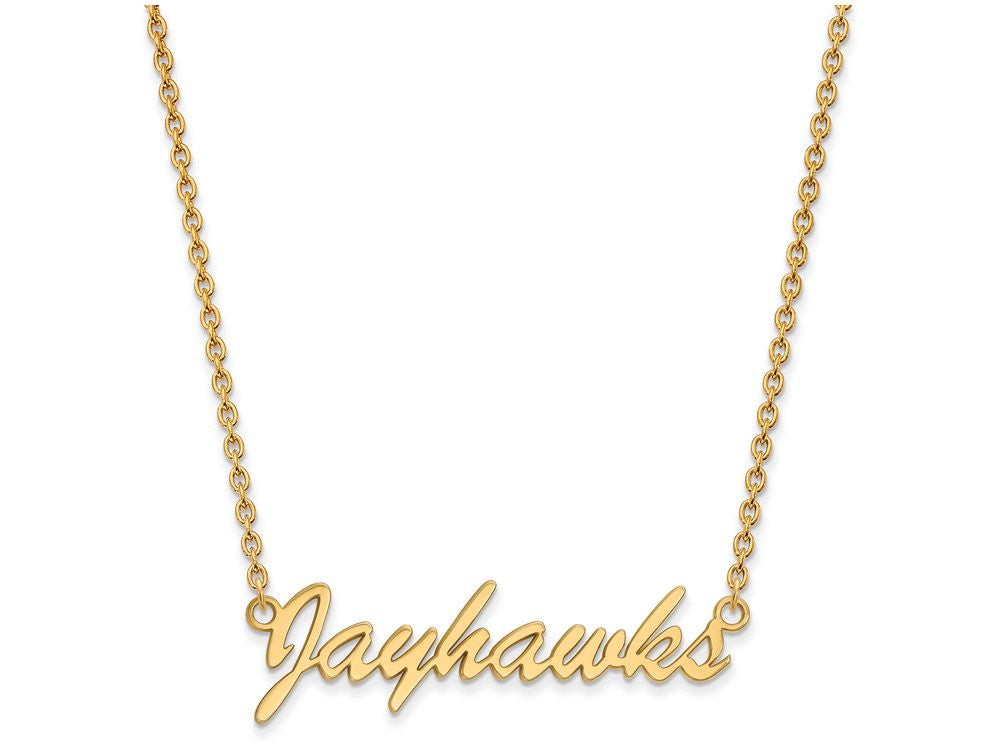 Logoart Sterling Silver Gp University Of Kansas Medium Pendant Necklace