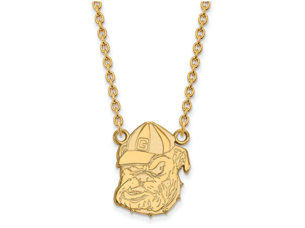 Logoart Sterling Silver Gp University Of Georgia Large Pendant Necklace