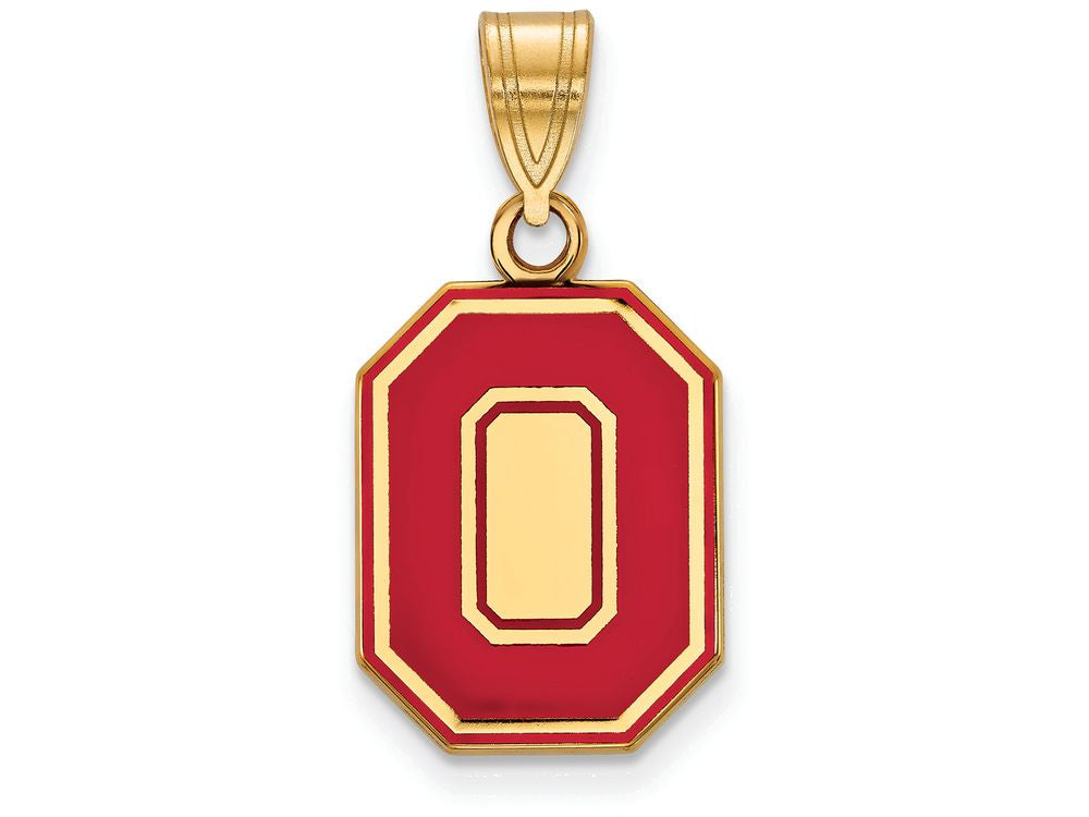 Logoart Sterling Silver Gp Ohio State University Medium Enamel Pendant