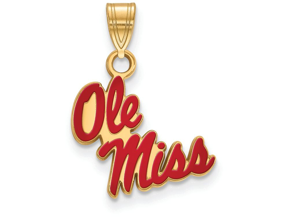 Logoart Sterling Silver Gp University Of Mississippi Small Enamel Pendant