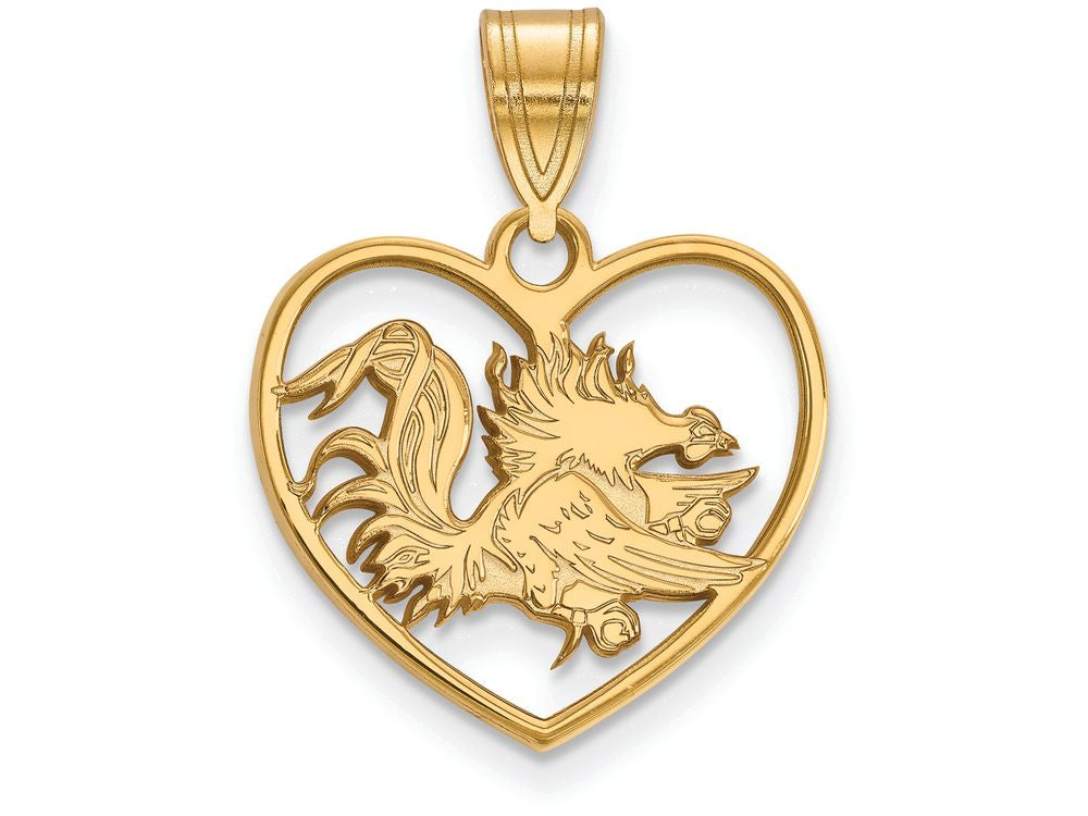 Logoart Sterling Silver Gp University Of South Carolina Pendant In Heart