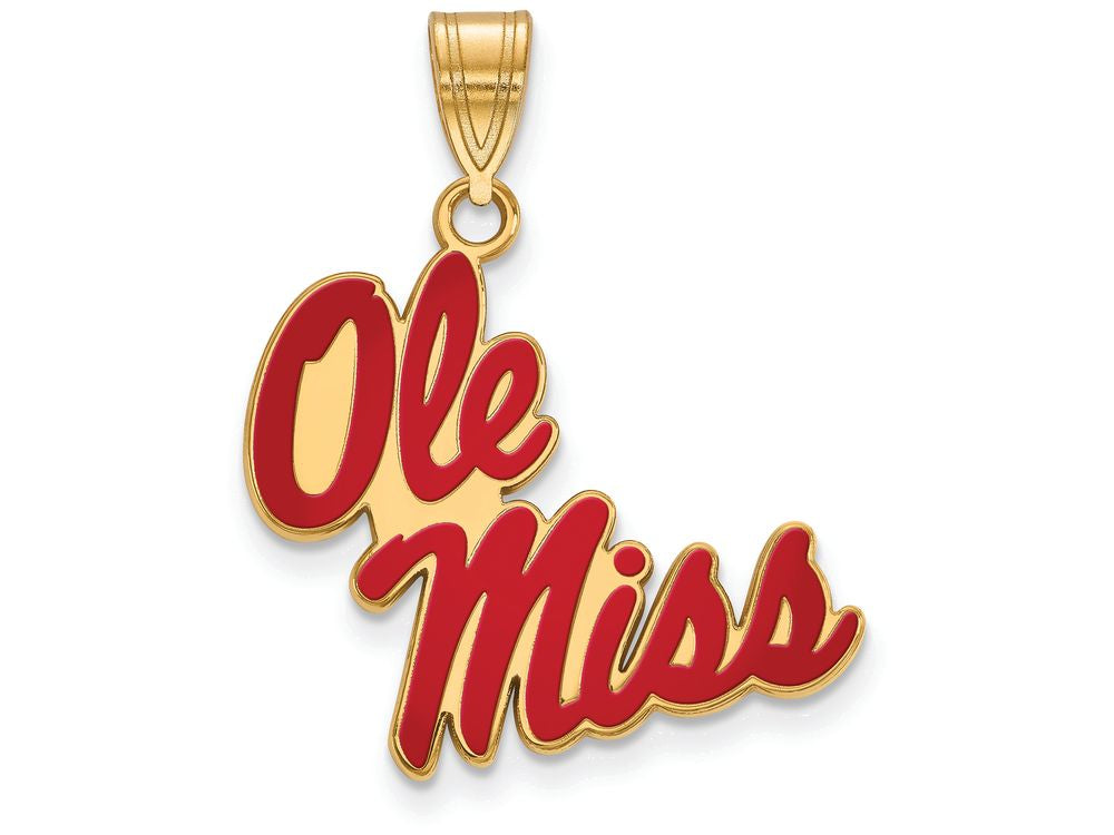 Logoart Sterling Silver Gp University Of Mississippi Large Enamel Pendant