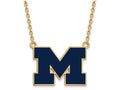 Logoart Sterling Silver Gp Michigan (univ Of) Large  Blue Enamel Pendant Necklace