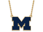 Logoart Sterling Silver Gp Michigan (univ Of) Large  Blue Enamel Pendant Necklace