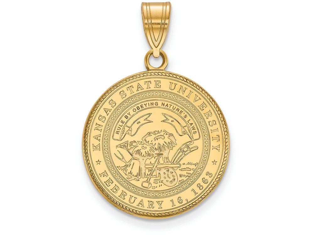 Logoart Sterling Silver Gp Kansas State University Large Crest Pendant Necklace