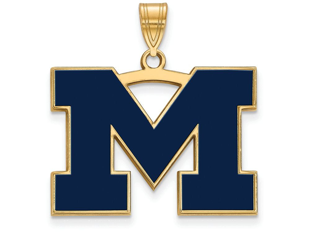 Logoart Sterling Silver Gp Michigan (univ Of) Large Blue Enamel Pendant