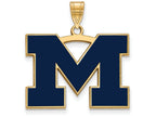 Logoart Sterling Silver Gp Michigan (univ Of) Large Blue Enamel Pendant