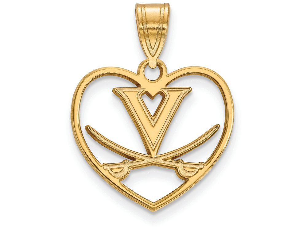 Logoart Sterling Silver Gp University Of Virginia Pendant In Heart