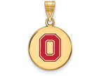 Logoart Sterling Silver Gp Ohio State U Medium Enamel Disc Pendant