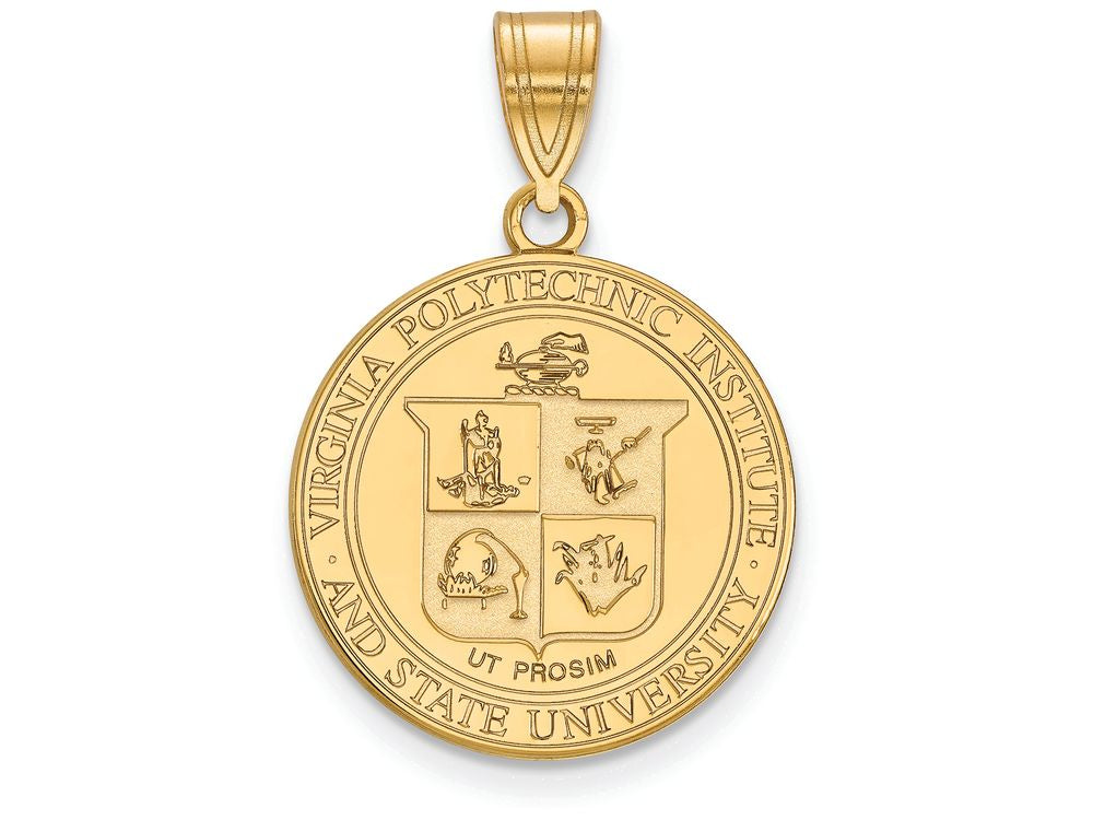 Logoart Sterling Silver Gp Virginia Tech Large Crest Pendant Necklace