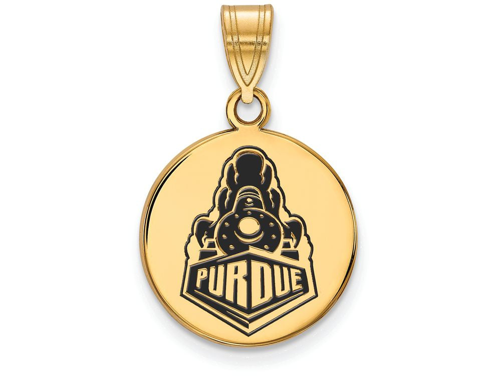 Logoart Sterling Silver Gp Purdue Medium Enamel Disc Pendant
