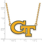 Logoart Sterling Silver Gp Georgia Institute Of Tech Large  Enamel Pendant Necklace